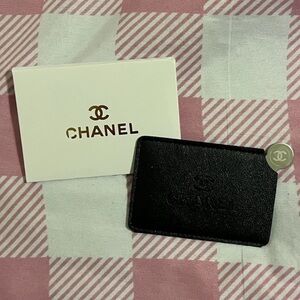 Chanel GWP Black Leather Cardholder and Pocket Mirror - NIB